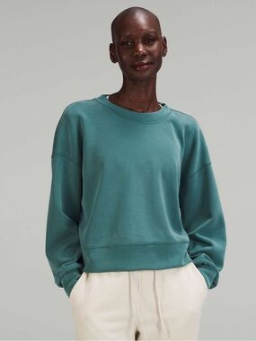 Lululemon Perfectly Oversized Cropped Crew Softstreme Green Jasper Sweater